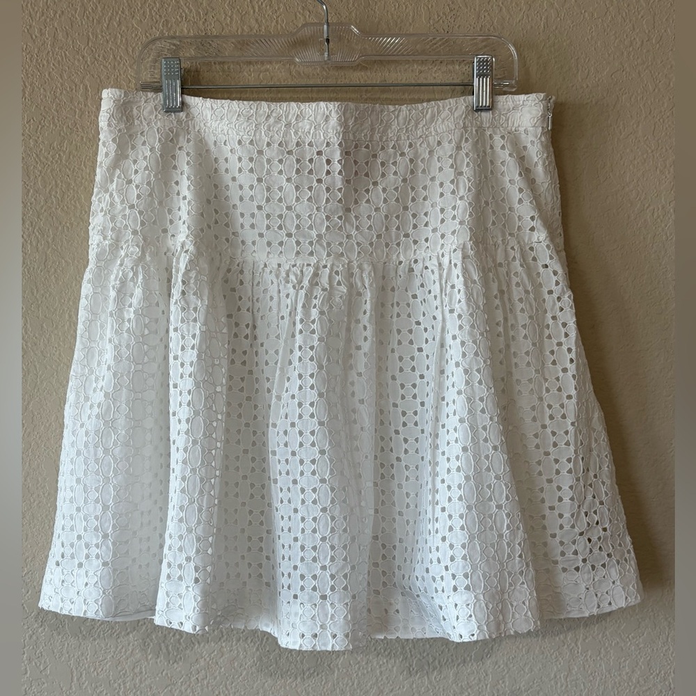 Tory Burch Cotton‎ White Eyelet Camille Skirt Size 14